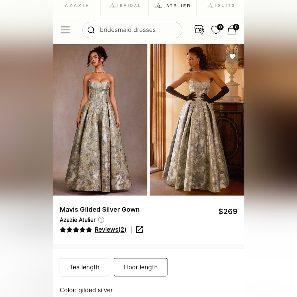 Azazie Gilded Silver Gown